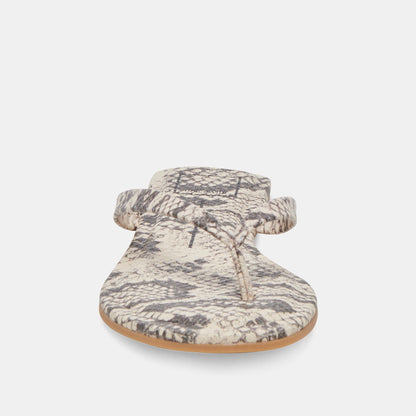 LAYNEY SANDALS BLACK WHITE EMBOSSED SNAKE | Dolce Vita