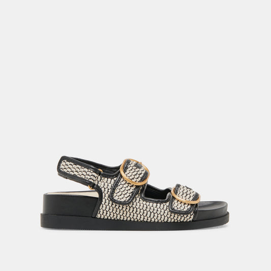 STARLA SANDALS BLACK NATURAL RAFFIA | Dolce Vita