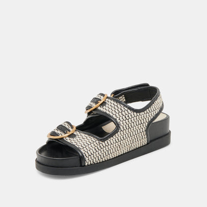 STARLA SANDALS BLACK NATURAL RAFFIA | Dolce Vita