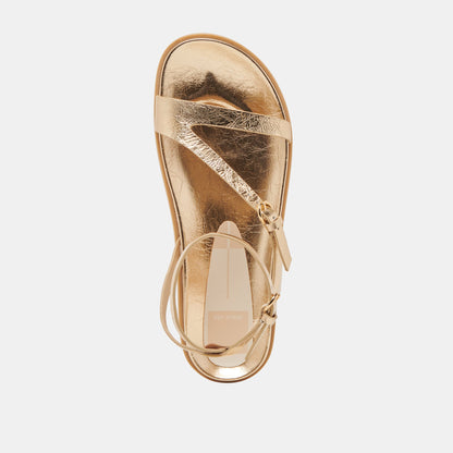 DARLIS SANDALS GOLD DISTRESSED LEATHER | Dolce Vita