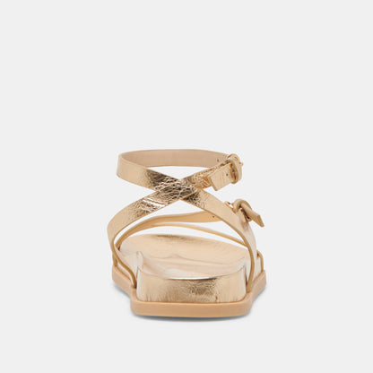DARLIS SANDALS GOLD DISTRESSED LEATHER | Dolce Vita