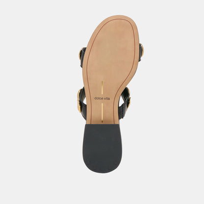 Farrow Black Leather Sandals | Dolce Vita