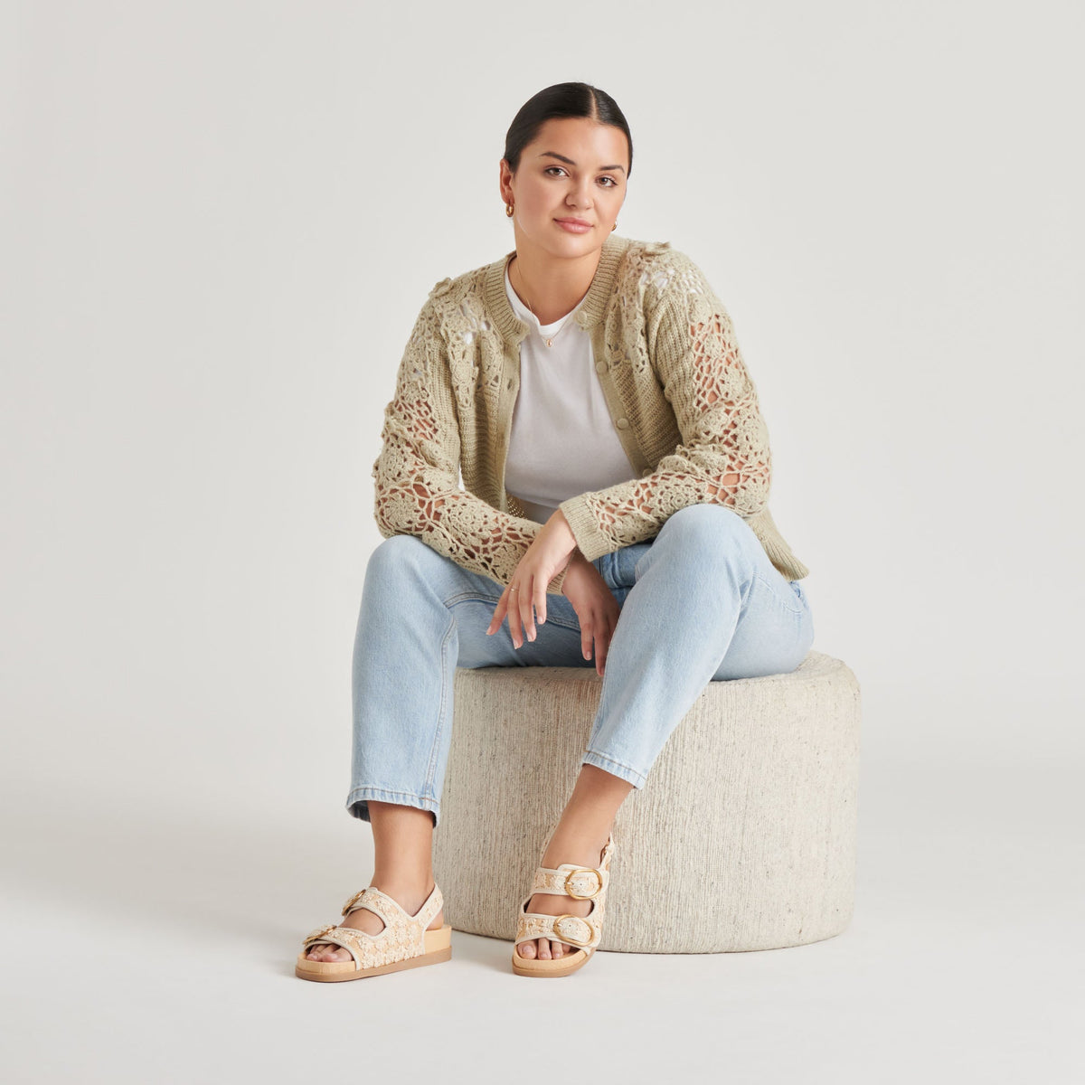 STARLA SANDALS CREME FLORAL RAFFIA | Dolce Vita