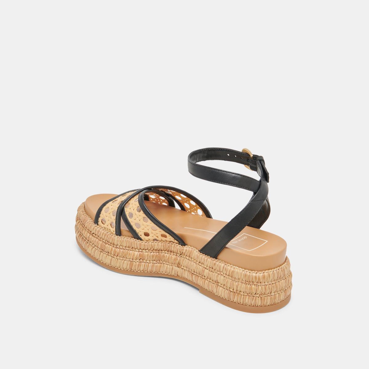 WRILEY SANDALS BLACK WOVEN RAFFIA | Dolce Vita