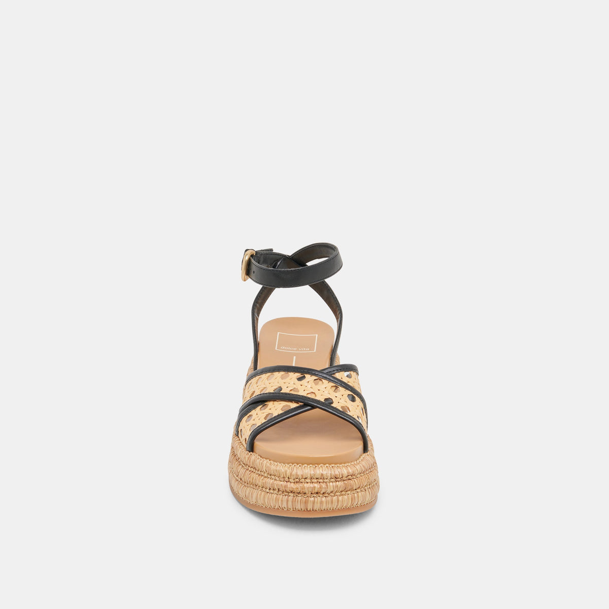 WRILEY SANDALS BLACK WOVEN RAFFIA | Dolce Vita