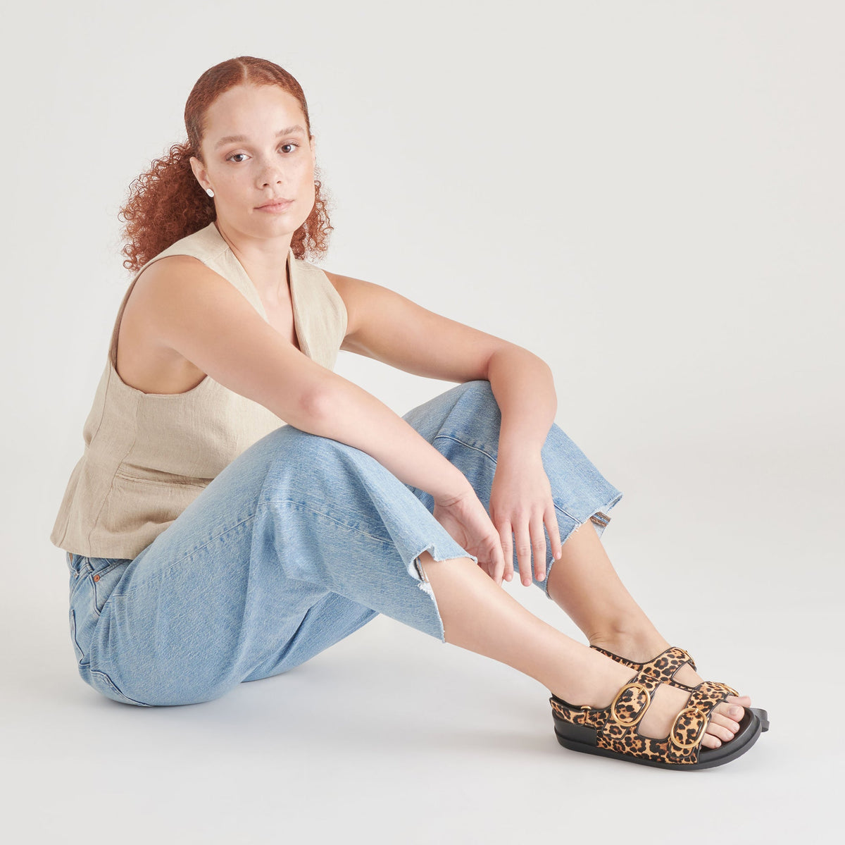 STARLA SANDALS LEOPARD BLACK CALF HAIR | Dolce Vita