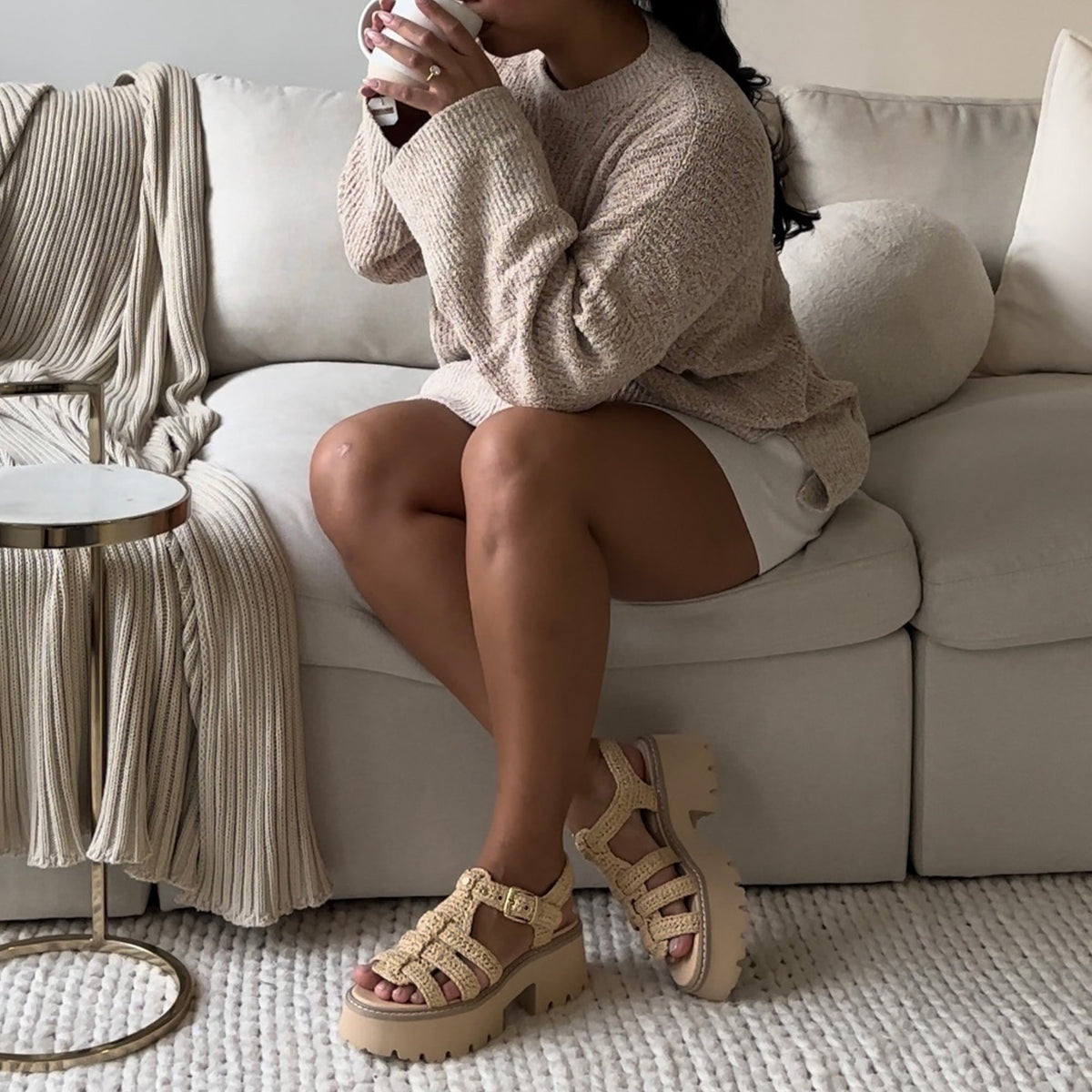 LATICE SANDALS LT NATURAL KNIT | Dolce Vita