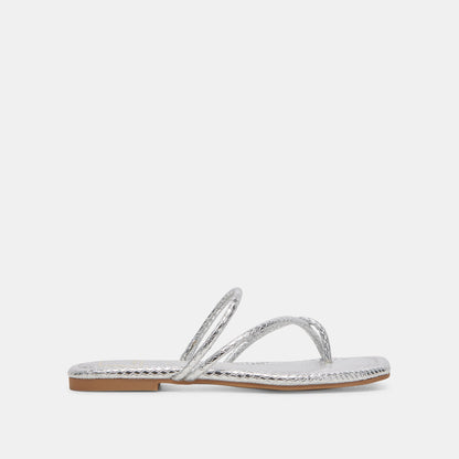 LEANNA SANDALS SILVER EMBOSSED STELLA | Dolce Vita