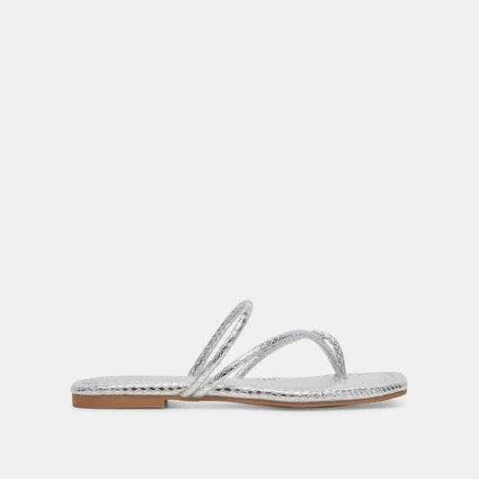 LEANNA SANDALS SILVER EMBOSSED STELLA | Dolce Vita