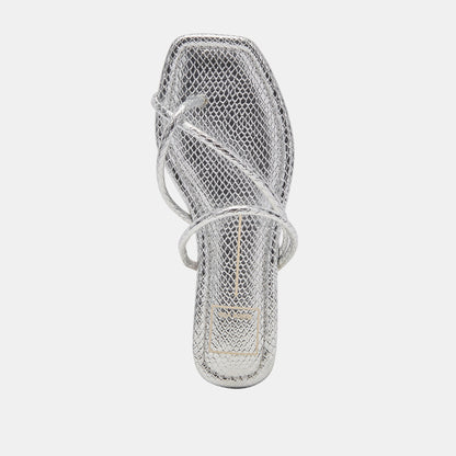 LEANNA SANDALS SILVER EMBOSSED STELLA | Dolce Vita