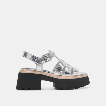 LATICE SANDALS SILVER DISTRESSED LEATHER | Dolce Vita