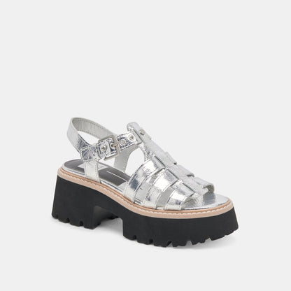 LATICE SANDALS SILVER DISTRESSED LEATHER | Dolce Vita