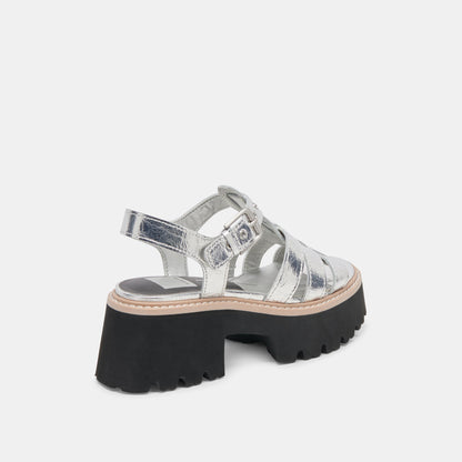 LATICE SANDALS SILVER DISTRESSED LEATHER | Dolce Vita