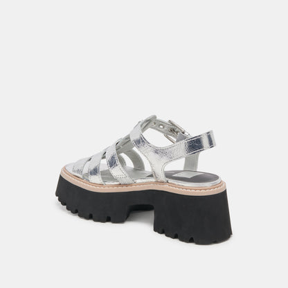 LATICE SANDALS SILVER DISTRESSED LEATHER | Dolce Vita