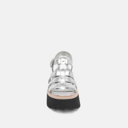 LATICE SANDALS SILVER DISTRESSED LEATHER | Dolce Vita