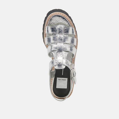 LATICE SANDALS SILVER DISTRESSED LEATHER | Dolce Vita