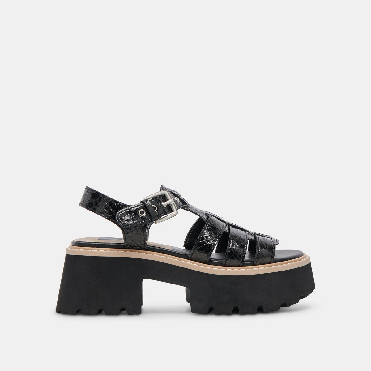 LATICE SANDALS MIDNIGHT EMBOSSED LEATHER | Dolce Vita