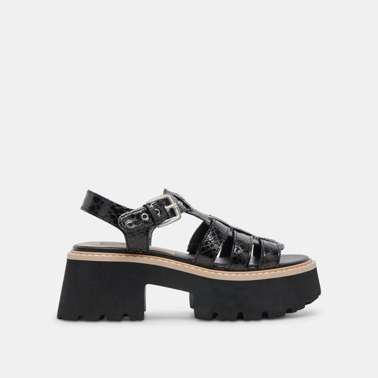 LATICE SANDALS MIDNIGHT EMBOSSED LEATHER | Dolce Vita
