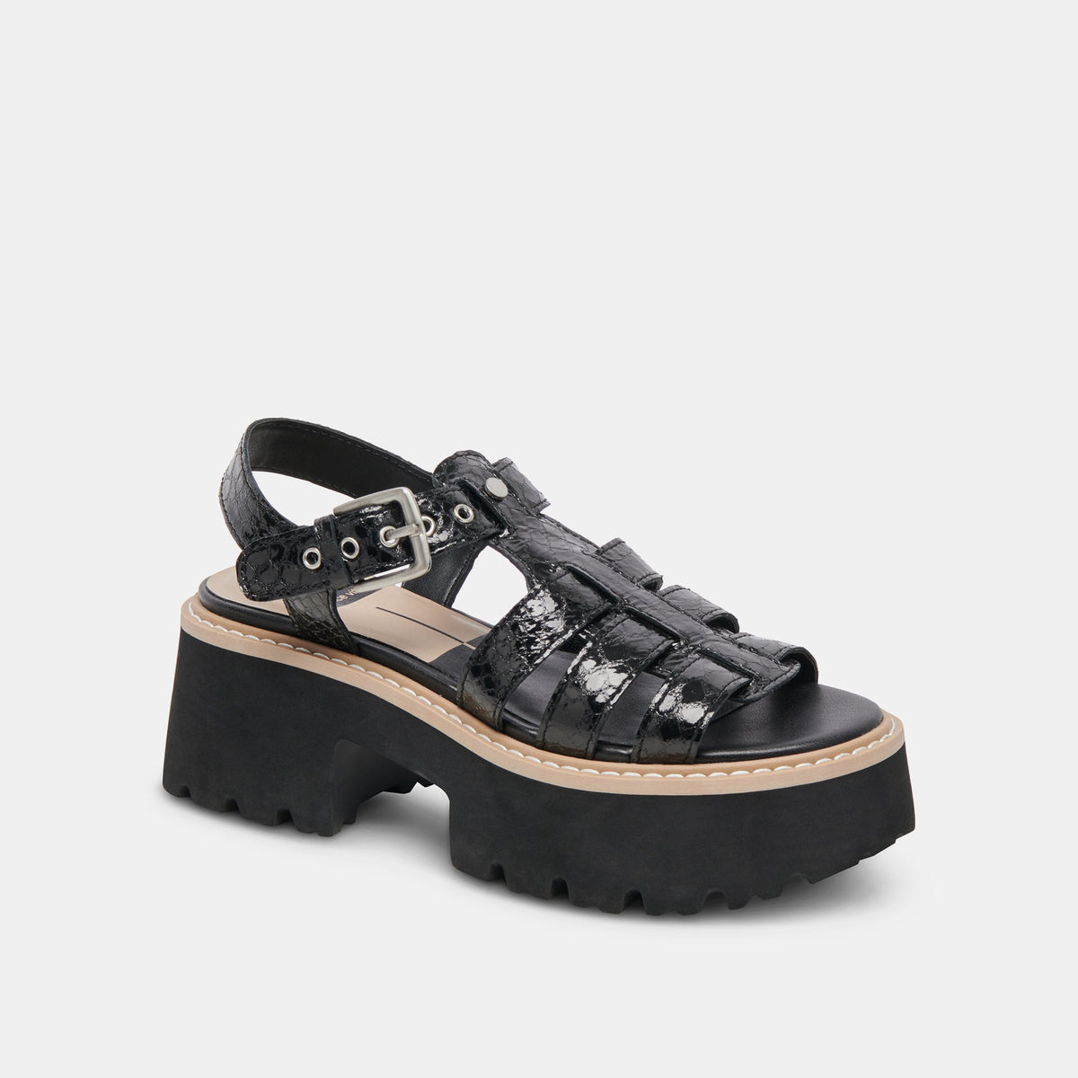 LATICE SANDALS MIDNIGHT EMBOSSED LEATHER | Dolce Vita