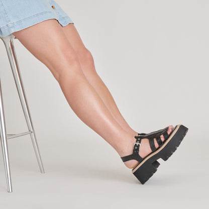 LATICE SANDALS MIDNIGHT EMBOSSED LEATHER | Dolce Vita