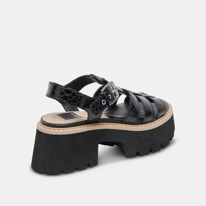 LATICE SANDALS MIDNIGHT EMBOSSED LEATHER | Dolce Vita
