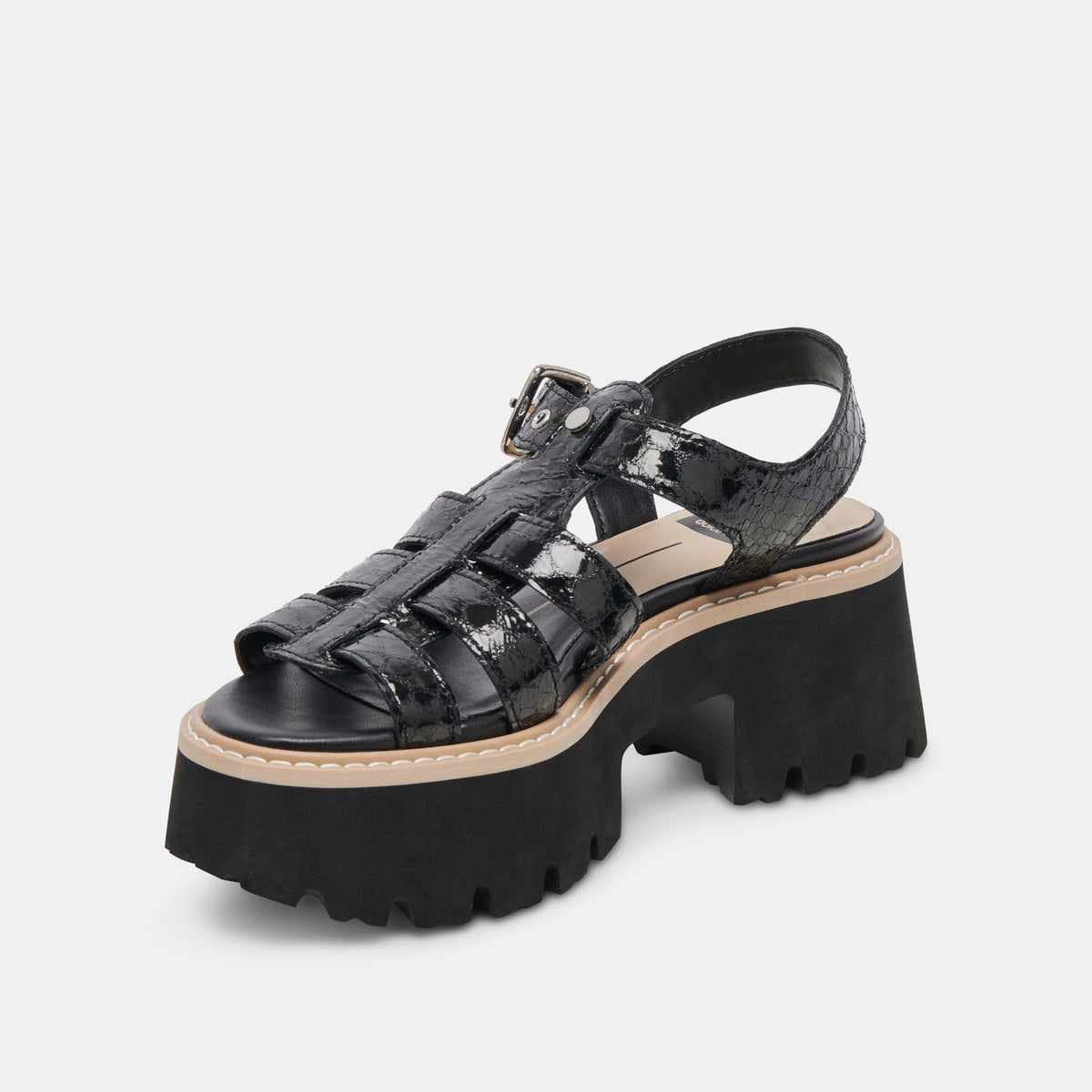 LATICE SANDALS MIDNIGHT EMBOSSED LEATHER | Dolce Vita