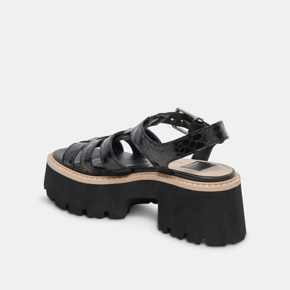 LATICE SANDALS MIDNIGHT EMBOSSED LEATHER | Dolce Vita