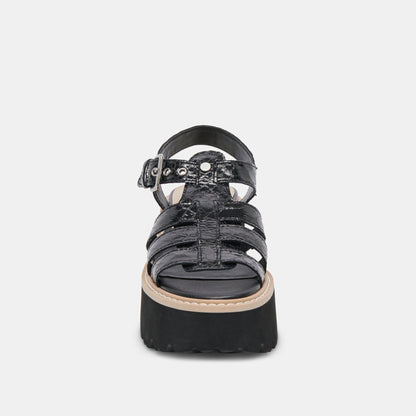LATICE SANDALS MIDNIGHT EMBOSSED LEATHER | Dolce Vita