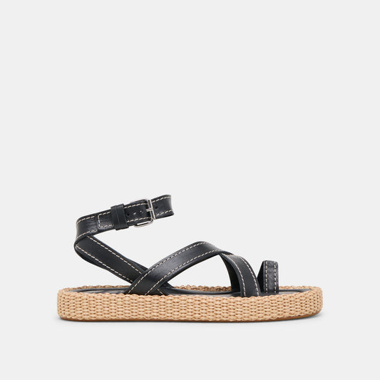 ROXIE SANDALS BLACK LEATHER | Dolce Vita