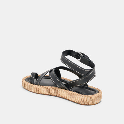 ROXIE SANDALS BLACK LEATHER | Dolce Vita