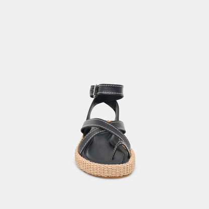 ROXIE SANDALS BLACK LEATHER | Dolce Vita
