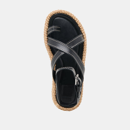 ROXIE SANDALS BLACK LEATHER | Dolce Vita