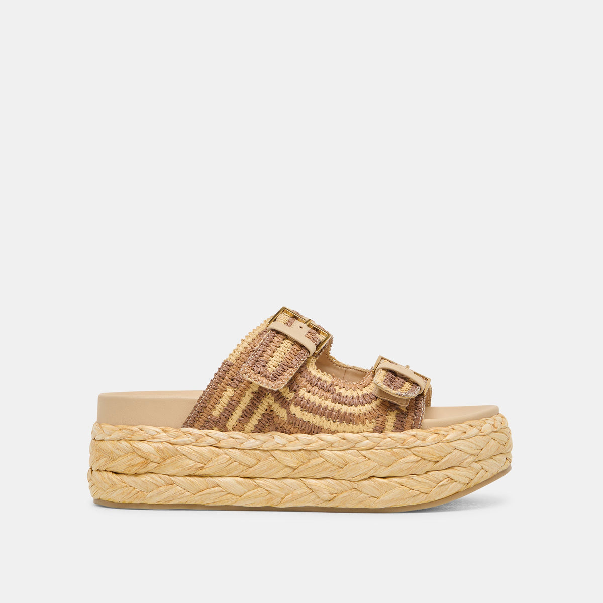 Falyn Brown Natural Woven Raffia Sandals | Dolce Vita