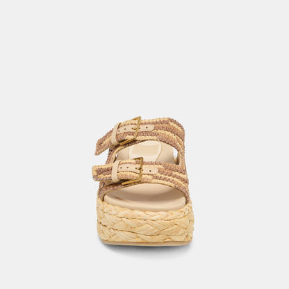 Falyn Brown Natural Woven Raffia Sandals | Dolce Vita
