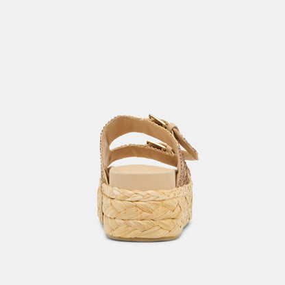 Falyn Brown Natural Woven Raffia Sandals | Dolce Vita
