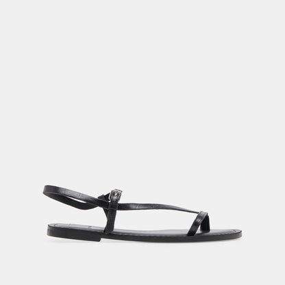WANDRE SANDALS NOIR EMBOSSED LEATHER | Dolce Vita
