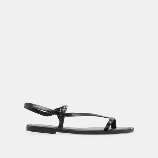 WANDRE SANDALS NOIR EMBOSSED LEATHER | Dolce Vita