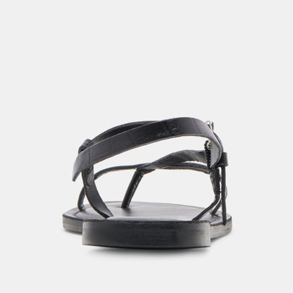 WANDRE SANDALS NOIR EMBOSSED LEATHER | Dolce Vita