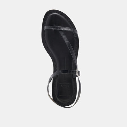 WANDRE SANDALS NOIR EMBOSSED LEATHER | Dolce Vita