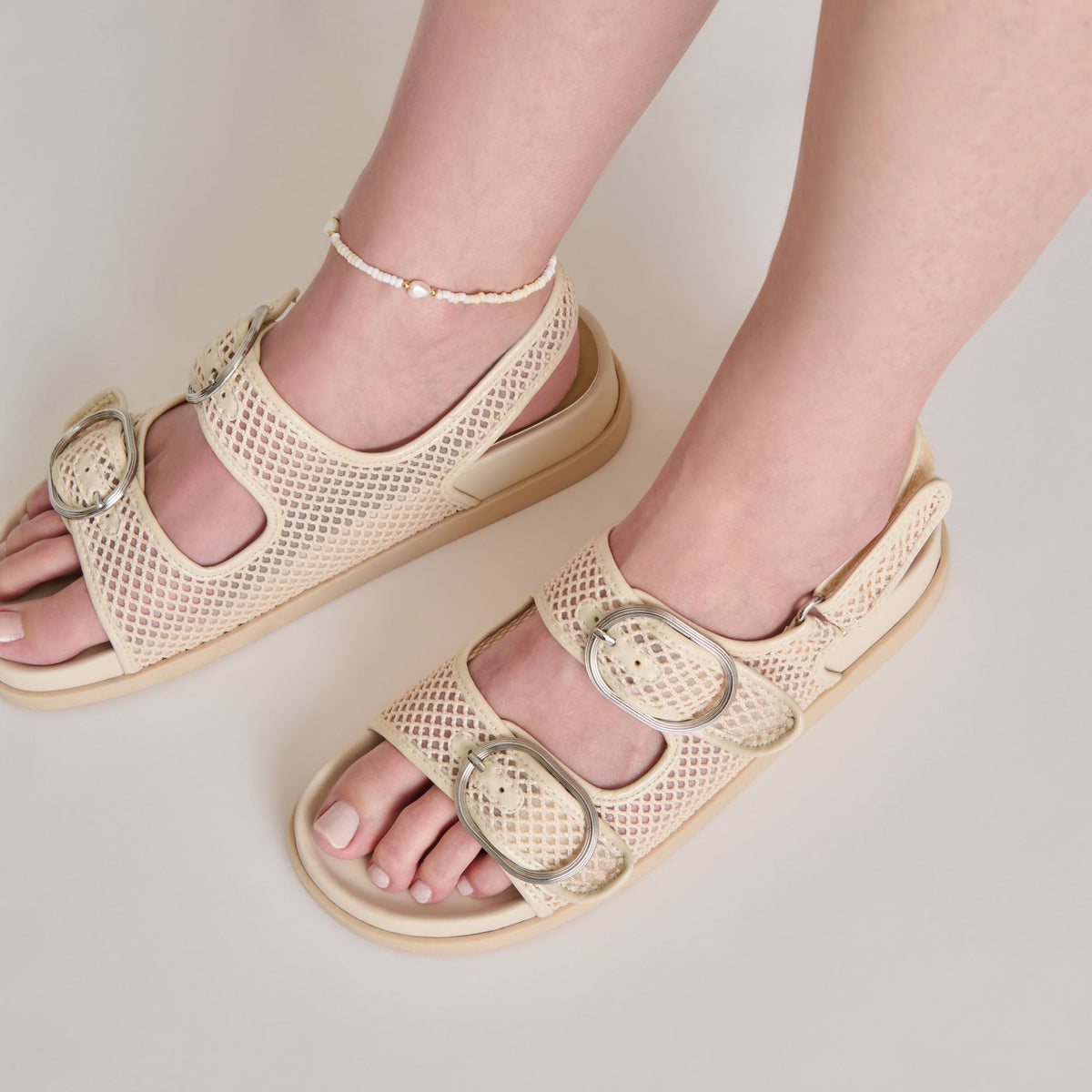STARLA MESH SANDALS CREME WOVEN MESH | Dolce Vita