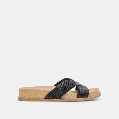 SELDA WIDE SANDALS ONYX RAFFIA | Dolce Vita