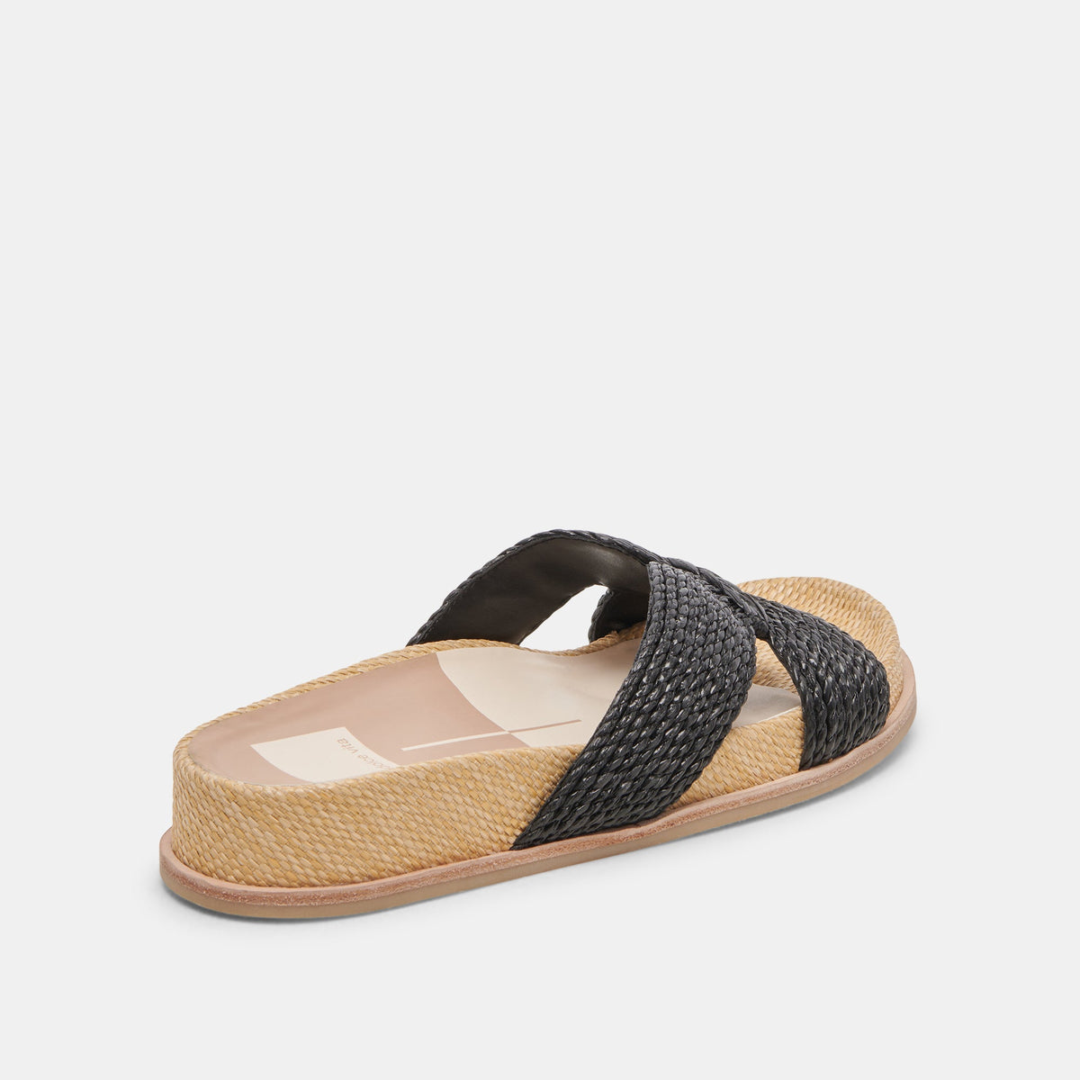 SELDA WIDE SANDALS ONYX RAFFIA | Dolce Vita