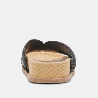 SELDA WIDE SANDALS ONYX RAFFIA | Dolce Vita