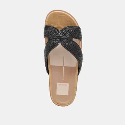 SELDA WIDE SANDALS ONYX RAFFIA | Dolce Vita