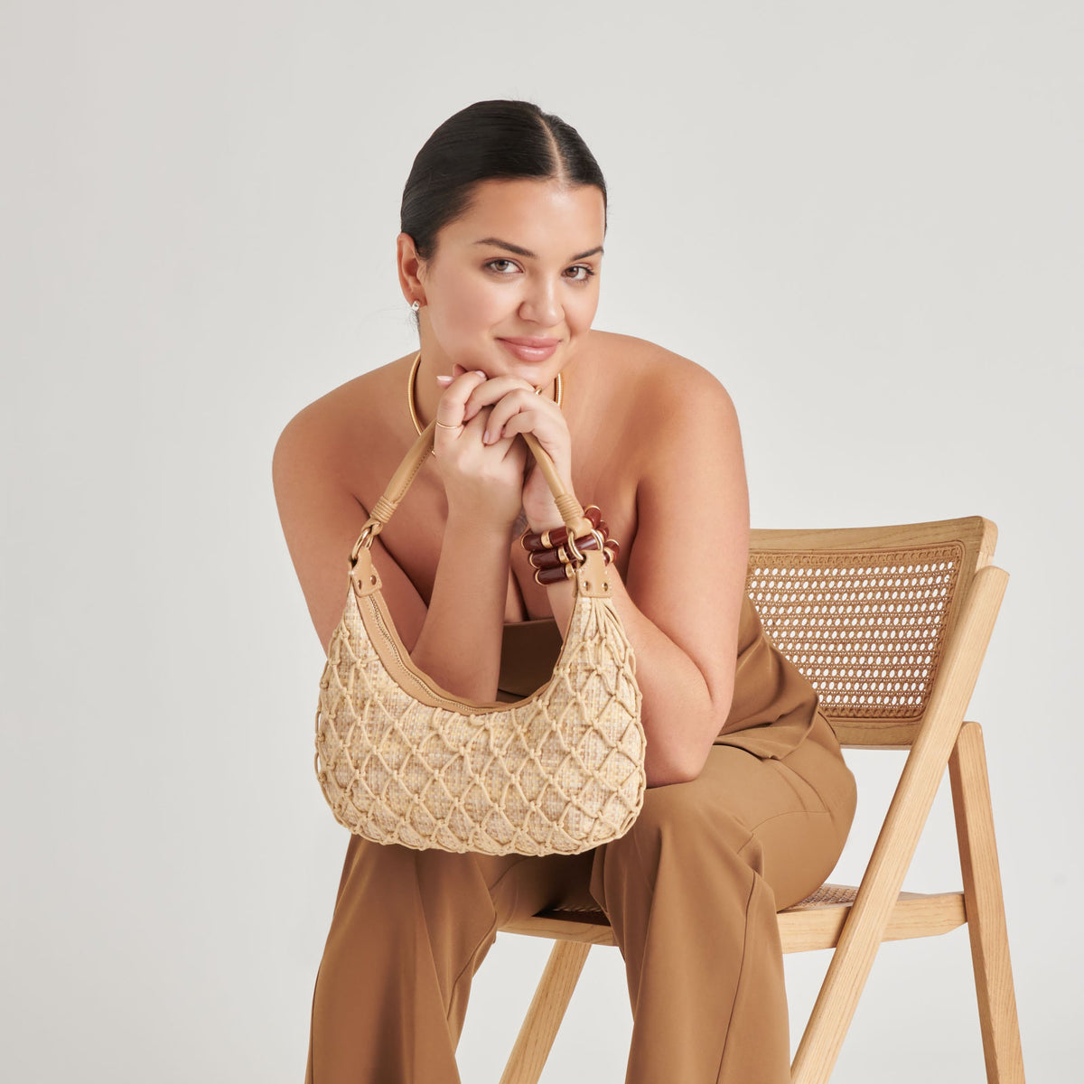 POSITANO SHOULDER BAG NATURAL RAFFIA | Dolce Vita