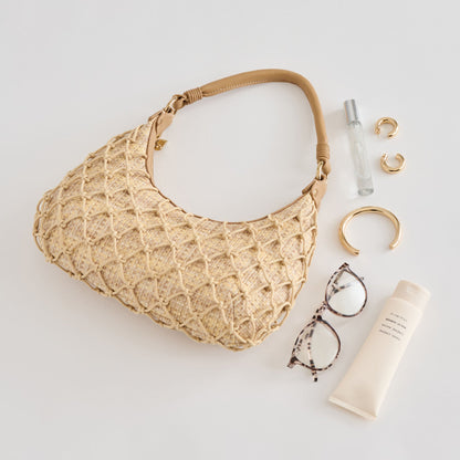 POSITANO SHOULDER BAG NATURAL RAFFIA | Dolce Vita