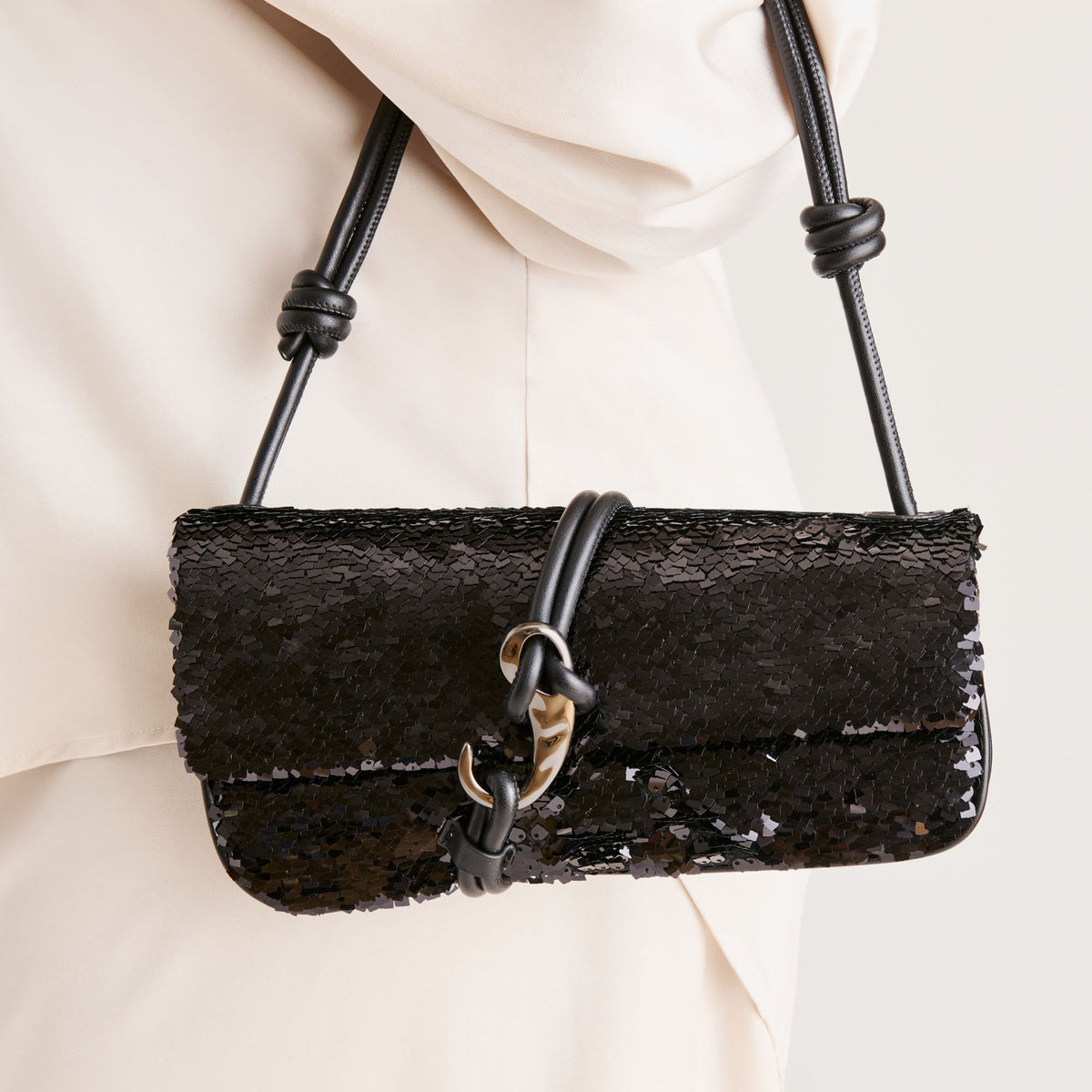 Alice Black Sequin Shoulder Bag | Dolce Vita