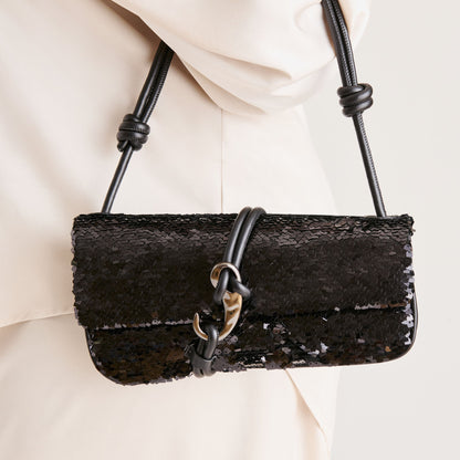 Alice Black Sequin Shoulder Bag | Dolce Vita