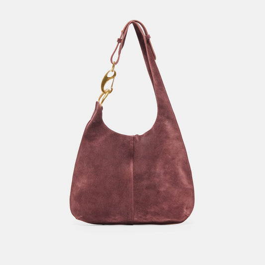 Johnnie Burgundy Suede Shoulder Bag | Dolce Vita