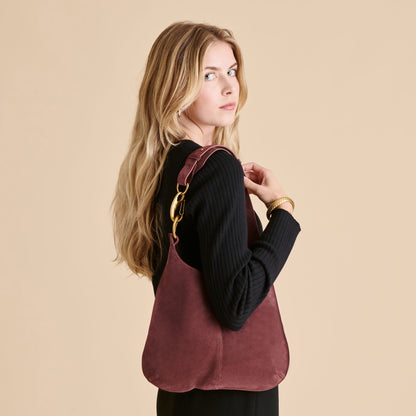 Johnnie Burgundy Suede Shoulder Bag | Dolce Vita